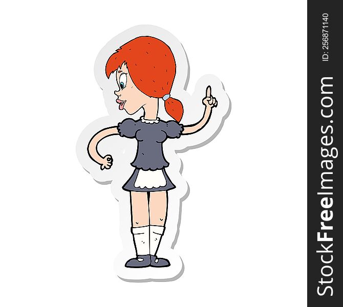 Sticker Of A Cartoon Waitress Calling Order