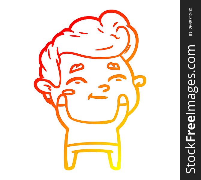 warm gradient line drawing of a happy cartoon man