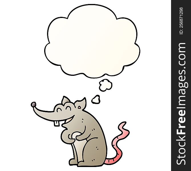 Cartoon Rat And Thought Bubble In Smooth Gradient Style