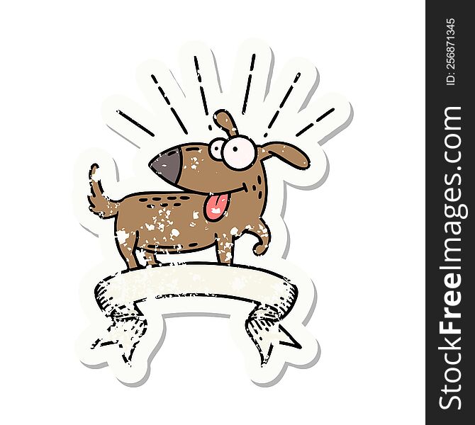 Grunge Sticker Of Tattoo Style Happy Dog