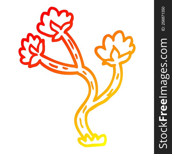 Warm Gradient Line Drawing Cartoon Wildflower