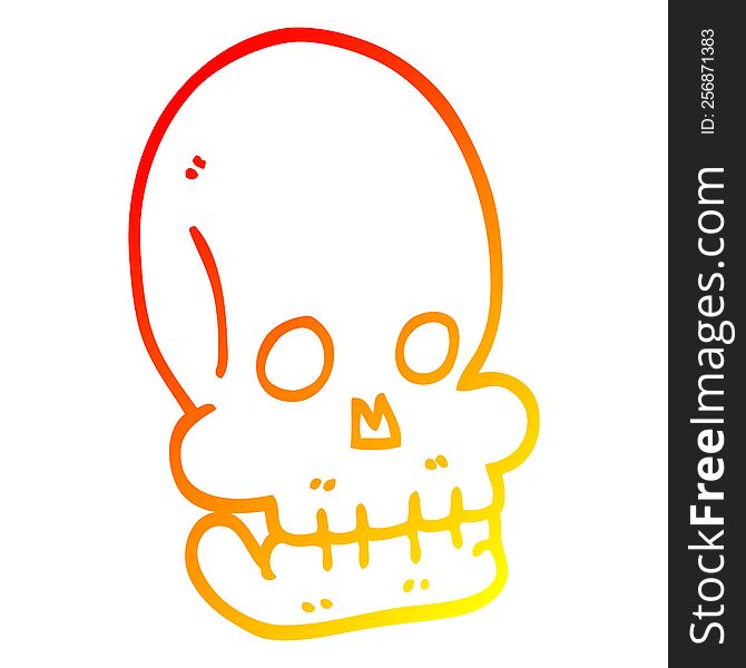 Warm Gradient Line Drawing Cartoon Funny Skull