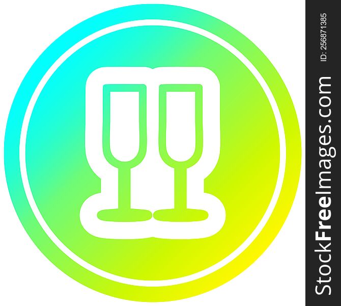 champagne glasses circular icon with cool gradient finish. champagne glasses circular icon with cool gradient finish
