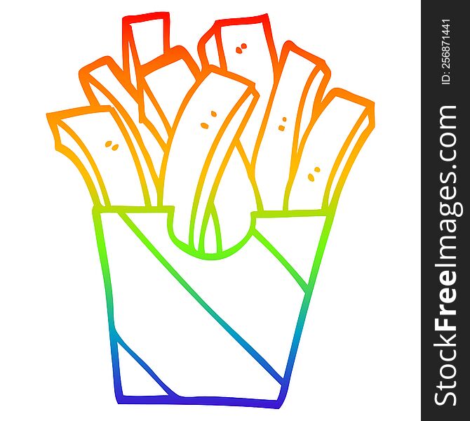 Rainbow Gradient Line Drawing Cartoon Takeout Fries