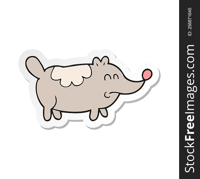 Sticker Of A Cartoon Small Fat Dog