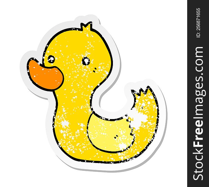 Distressed Sticker Of A Cartoon Duck