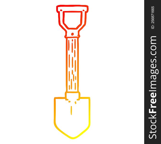 warm gradient line drawing of a cartoon shovel