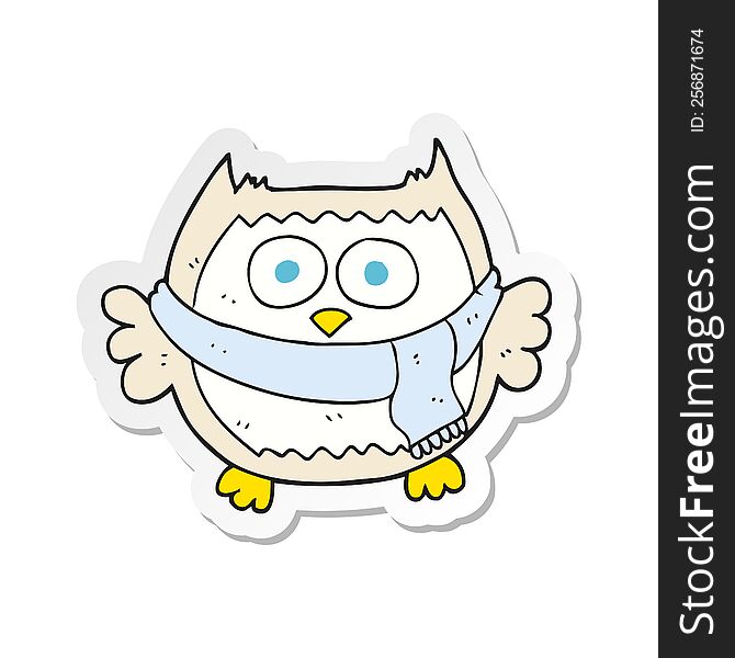 sticker of a cartoon owl wearing scarf