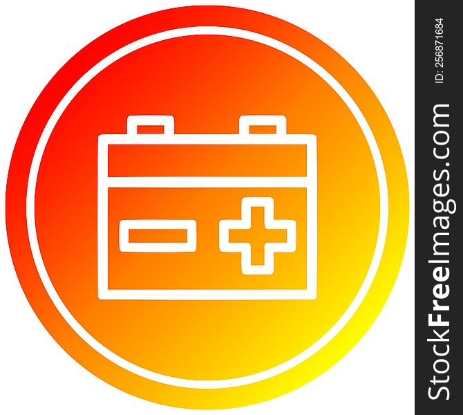 industrial battery circular icon with warm gradient finish. industrial battery circular icon with warm gradient finish