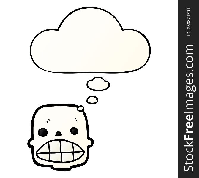 Cartoon Skull And Thought Bubble In Smooth Gradient Style