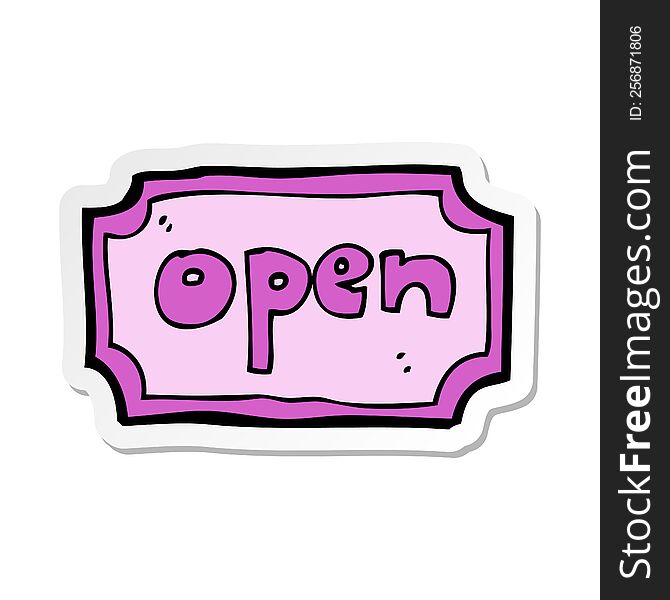 Sticker Of A Cartoon Open Sign