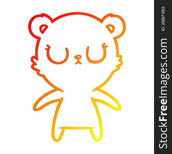 Warm Gradient Line Drawing Peaceful Cartoon Bear Cub