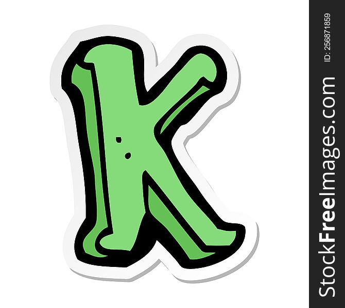 Sticker Of A Cartoon Letter K