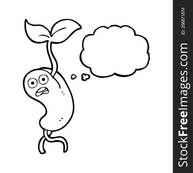 freehand drawn thought bubble cartoon sprouting seed
