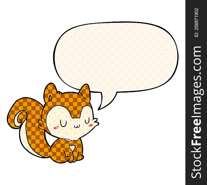 Cartoon Squirrel And Speech Bubble In Comic Book Style