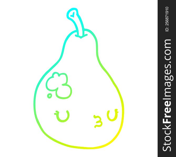 Cold Gradient Line Drawing Cartoon Pear