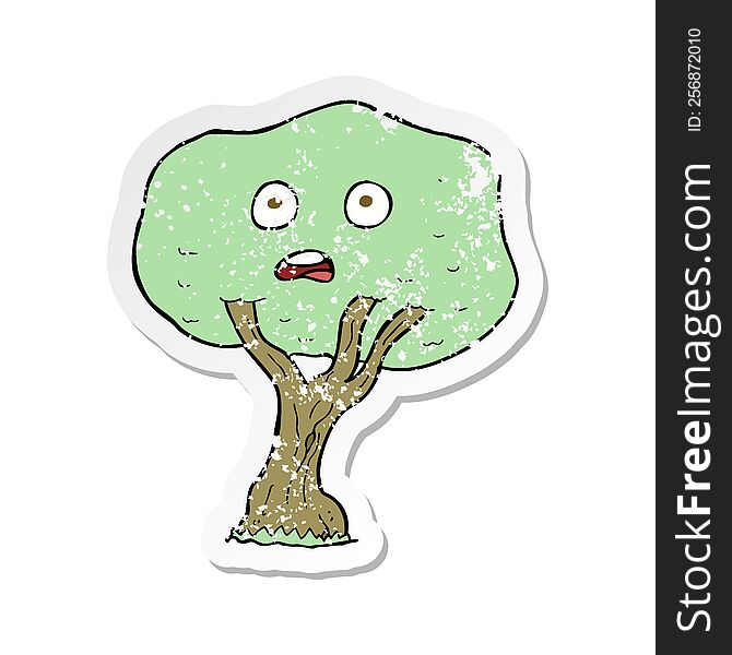 retro distressed sticker of a cartoon tree