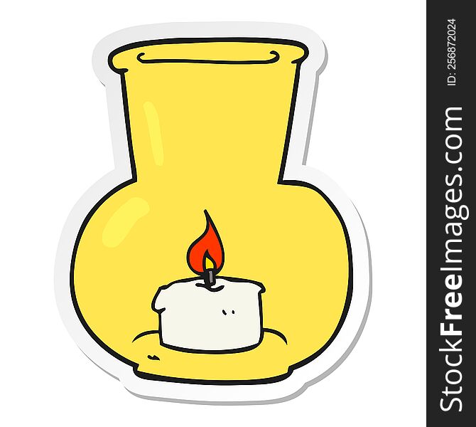 Sticker Of A Cartoon Old Glass Lantern With Candle