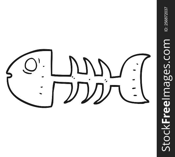 Black And White Cartoon Fish Bones