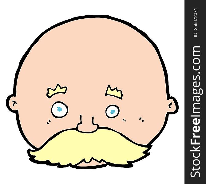cartoon bald man with mustache