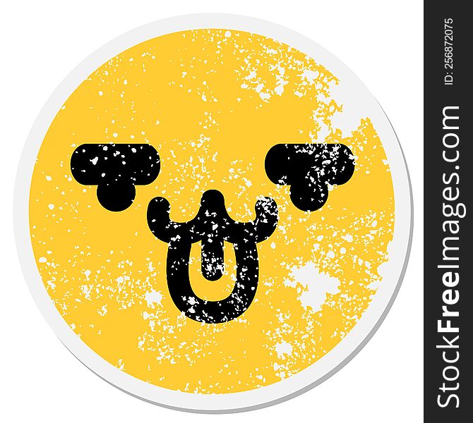 Cute Animal Sticking Out Tongue Face Circular Sticker