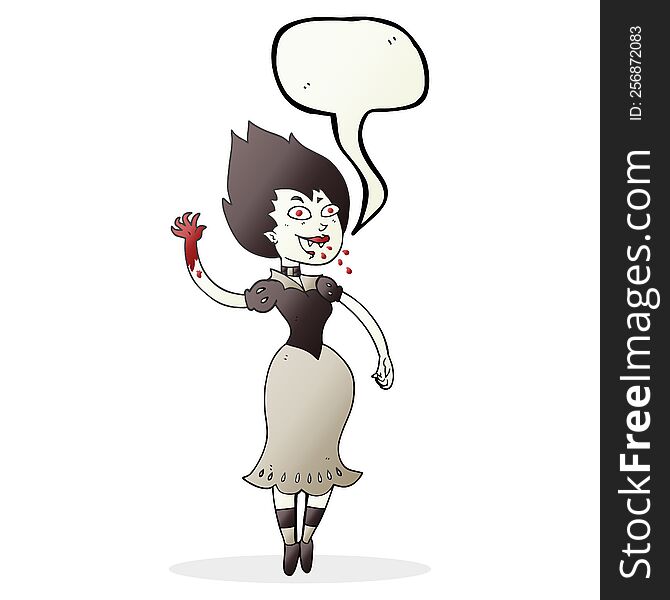 Speech Bubble Cartoon Blood Sucking Vampire Girl