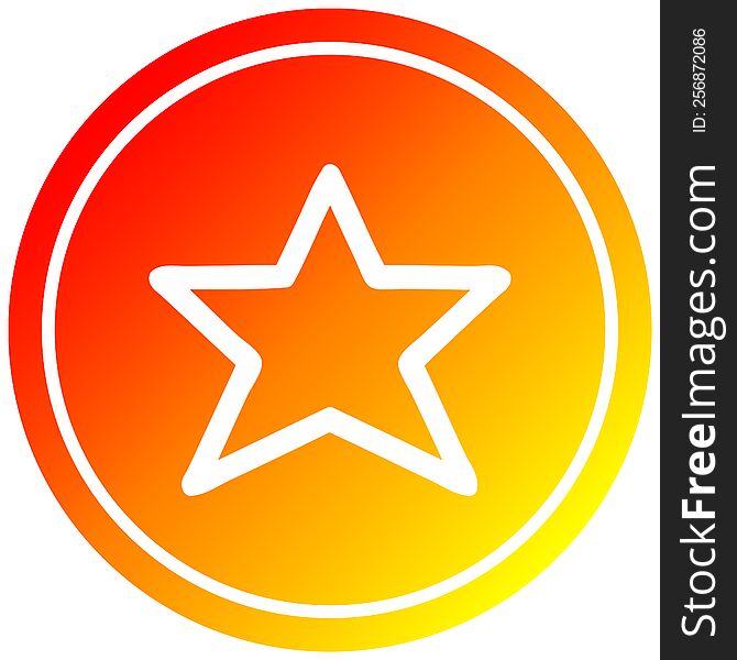 star shape circular icon with warm gradient finish. star shape circular icon with warm gradient finish