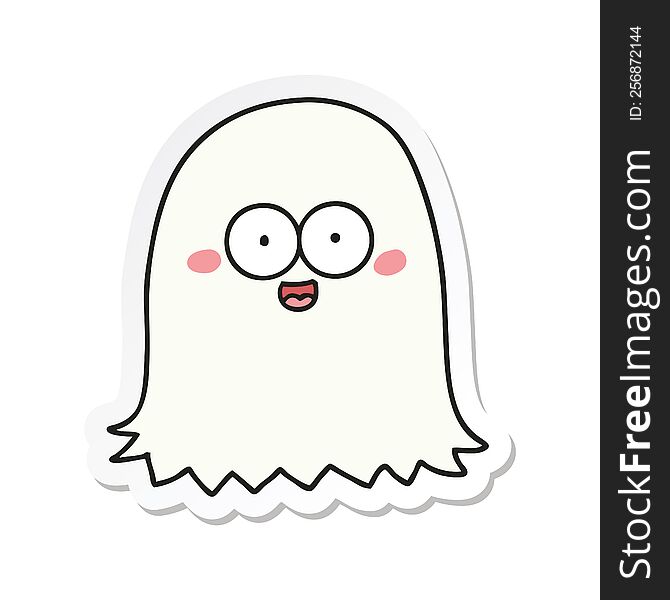 Sticker Of A Cartoon Friendly Ghost