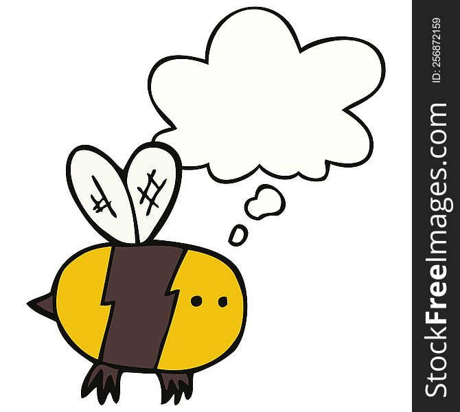 Cartoon Bee And Thought Bubble