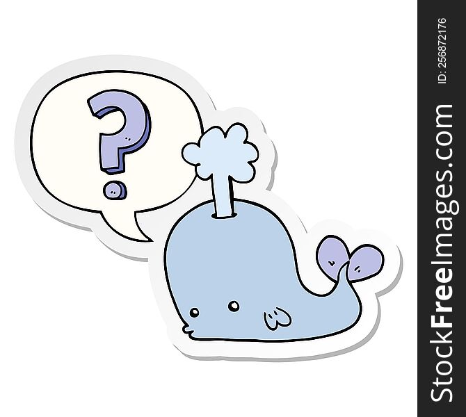 cartoon curious whale with speech bubble sticker