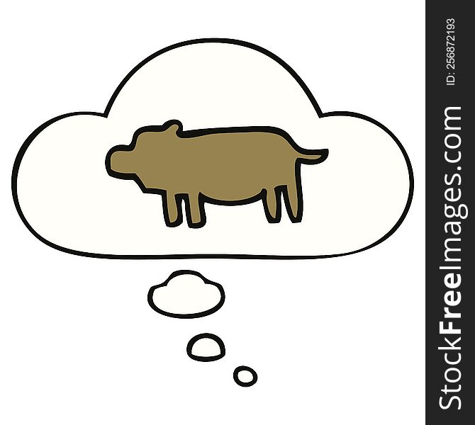 cartoon animal symbol with thought bubble. cartoon animal symbol with thought bubble