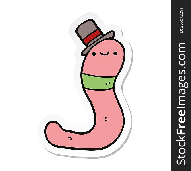 sticker of a cute cartoon worm