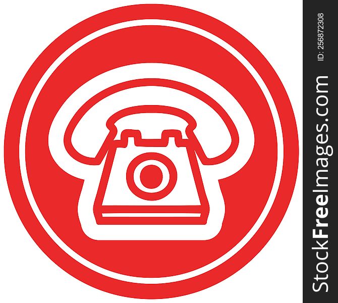 old telephone circular icon symbol