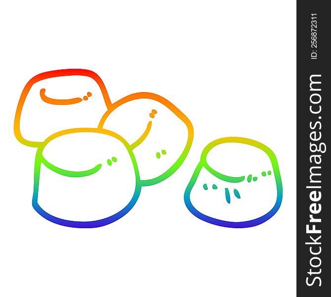 Rainbow Gradient Line Drawing Cartoon Tasty Marshmallows