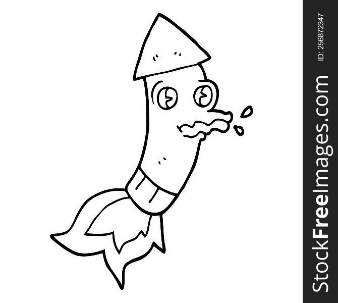 Line Drawing Cartoon Rocket