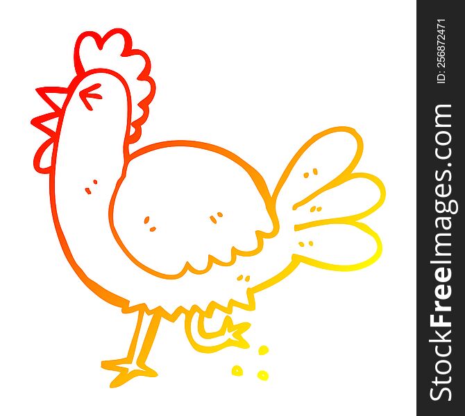 warm gradient line drawing of a cartoon rooster