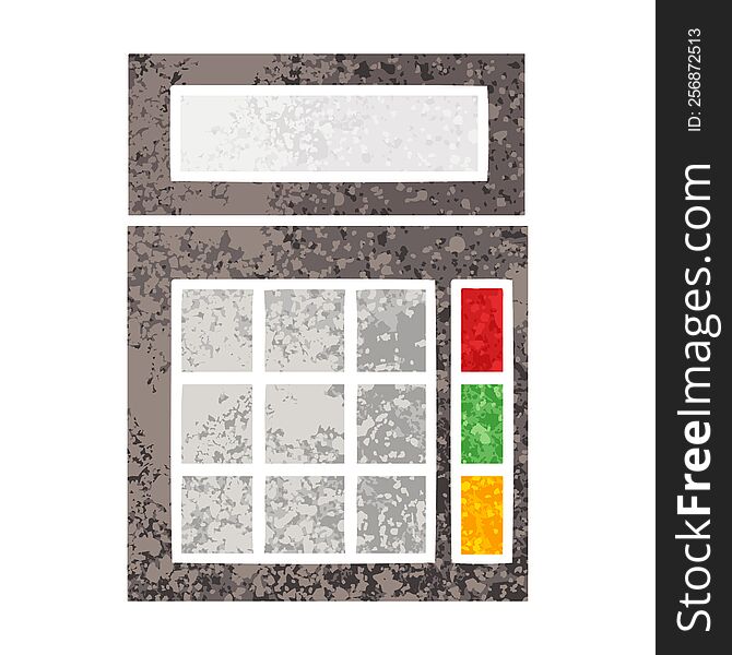 retro illustration style cartoon of a school calculator