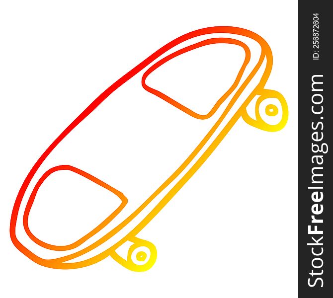 warm gradient line drawing cartoon skate board