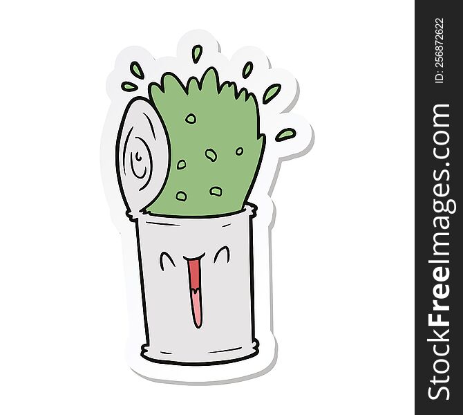 Sticker Of A Cartoon Happy Exploding Soup Can