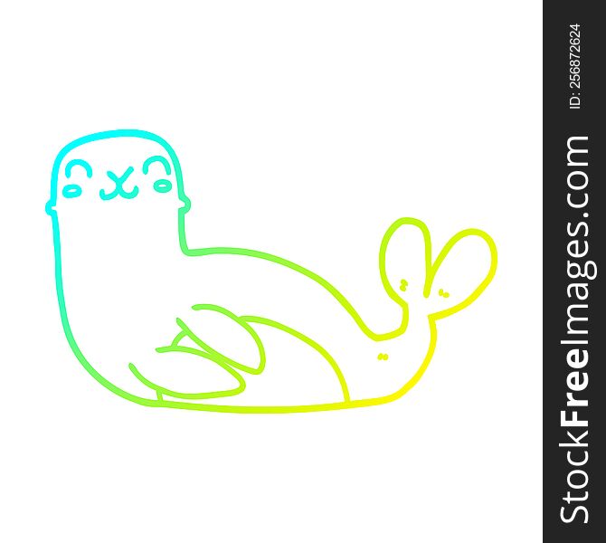 Cold Gradient Line Drawing Cartoon Seal