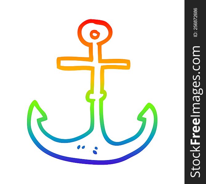 rainbow gradient line drawing cartoon ship anchor