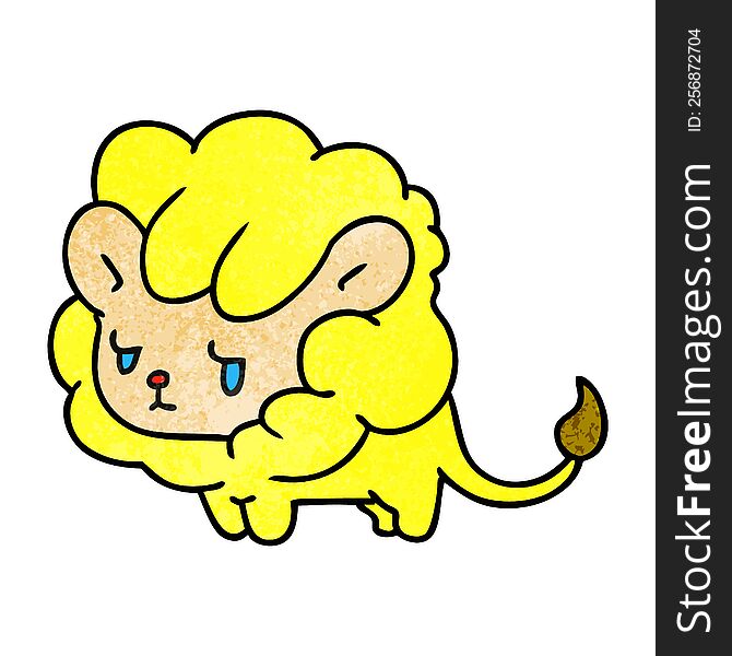 textured cartoon kawaii cute lion cub