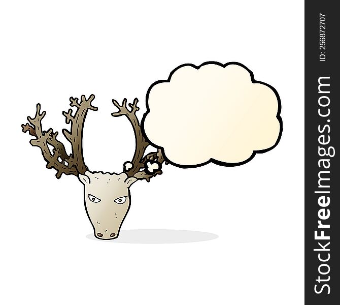 Cartoon Stag Head With Thought Bubble