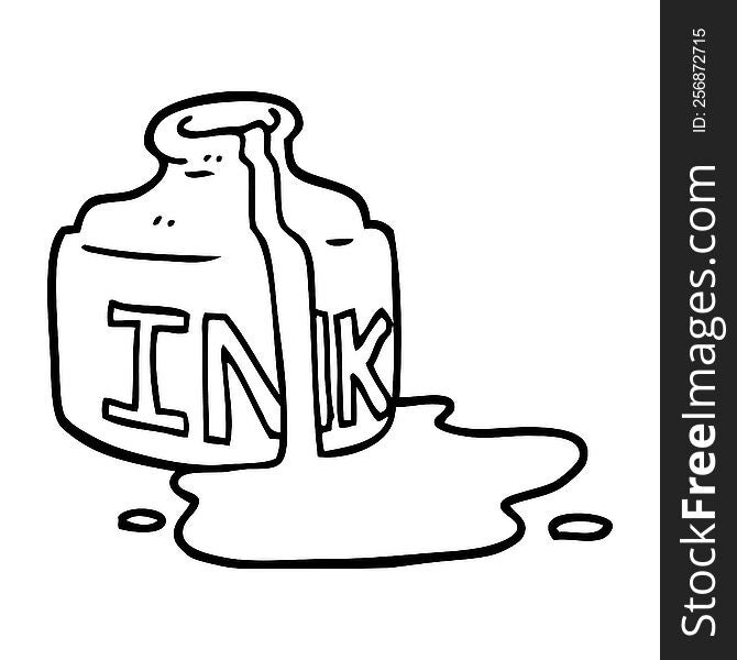 line drawing cartoon spilled ink bottle