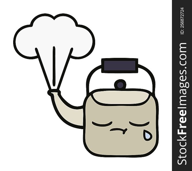 Cute Cartoon Steaming Kettle