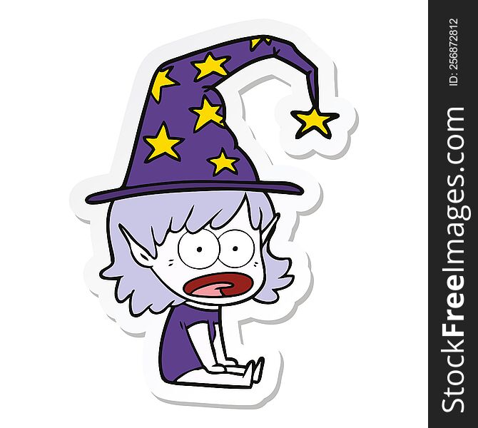 sticker of a funny witch girl cartoon