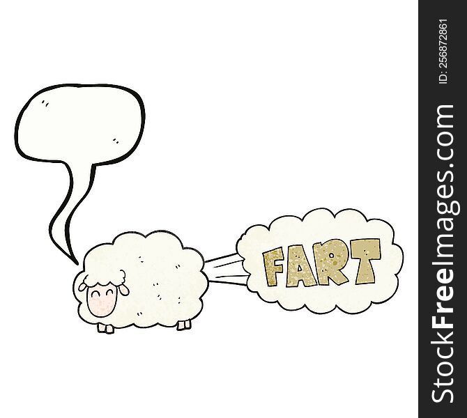 freehand speech bubble textured cartoon farting sheep
