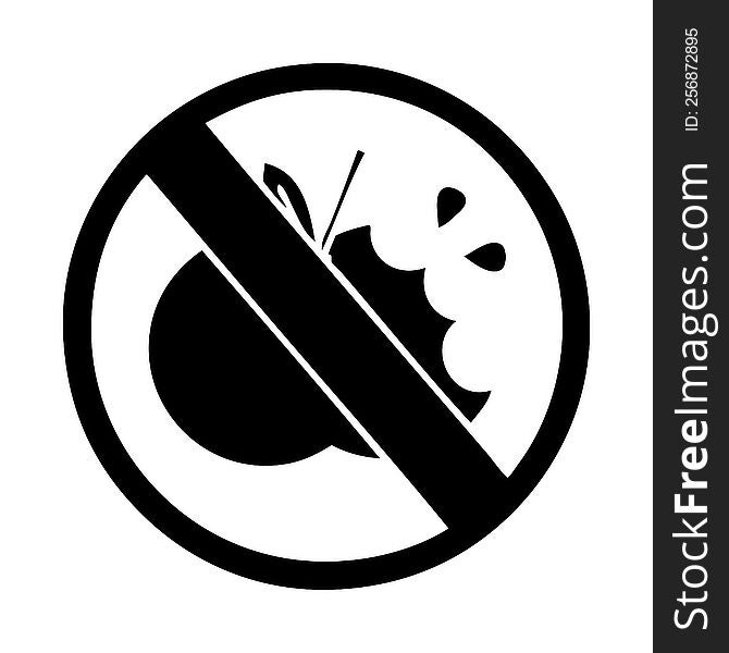 flat symbol of a no healthy food allowed sign