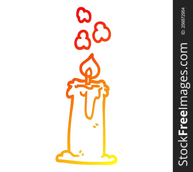 Warm Gradient Line Drawing Cartoon Lit Candle