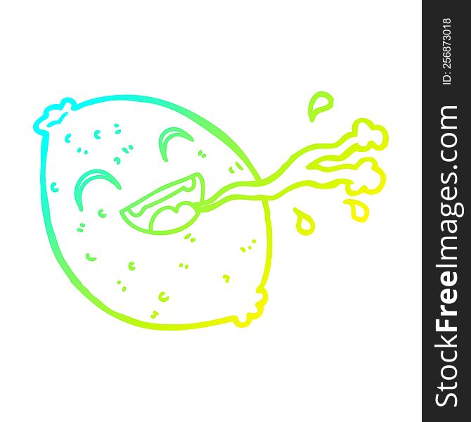 Cold Gradient Line Drawing Cartoon Squirting Lemon